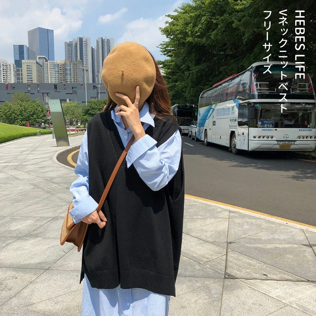 Japanese-style V-Neck Knit Vest