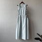 Summer Round-Neck Sleeveless Long Dress with Drawstring Waist