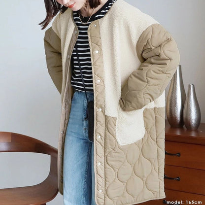 Japanese-Style Cotton Blend Mid-Length Jacket with Paneling