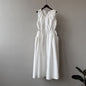 Summer Round-Neck Sleeveless Long Dress with Drawstring Waist