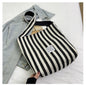 Large Capacity Striped Reversible Canvas Bag