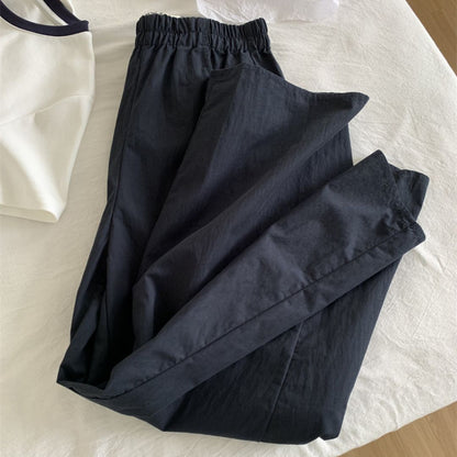 Japanese-Style Vintage Straight-Leg Wide-Cut Cropped Pants