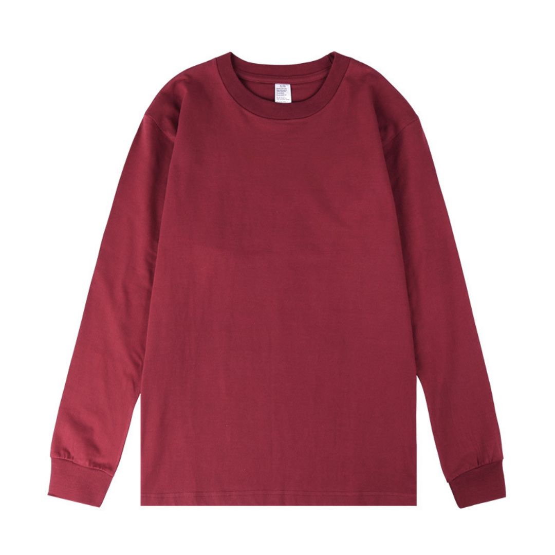 250g Plain Cotton Long-sleeved T-shirt (Min. 2 pcs)