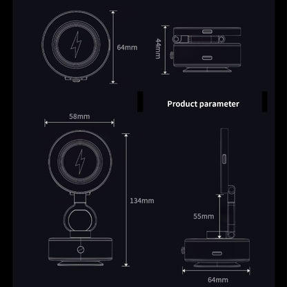 D1 真空折りたたみ式磁気スマホスタンド (ワイヤレス充電＆自動吸盤機能付き)