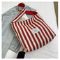 Large Capacity Striped Reversible Canvas Bag