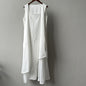 Sleeveless Long Dress with Asymmetrical Hem and Panelled Design
