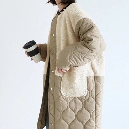 Japanese-Style Cotton Blend Mid-Length Jacket with Paneling