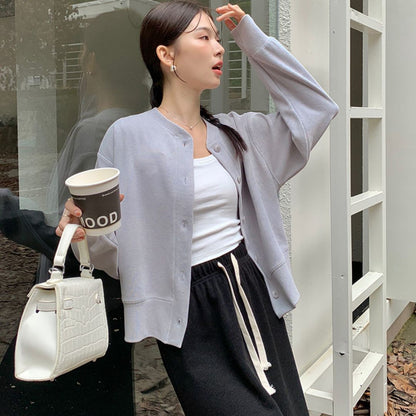 Japanese-Style Round-Neck Button Jacket