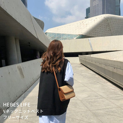 Japanese-style V-Neck Knit Vest