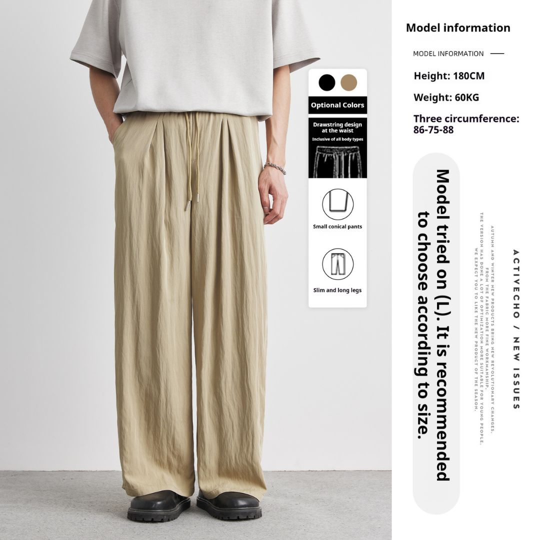 Draped Ice Silk Loose-Fit Casual Pants