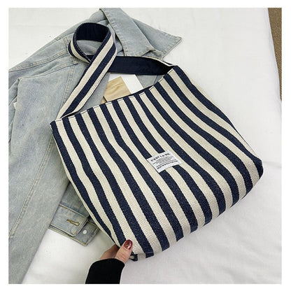 Large Capacity Striped Reversible Canvas Bag