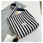 Large Capacity Striped Reversible Canvas Bag