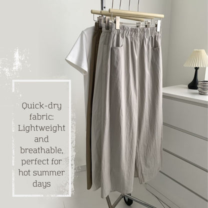 Japanese-Style Vintage Straight-Leg Wide-Cut Cropped Pants
