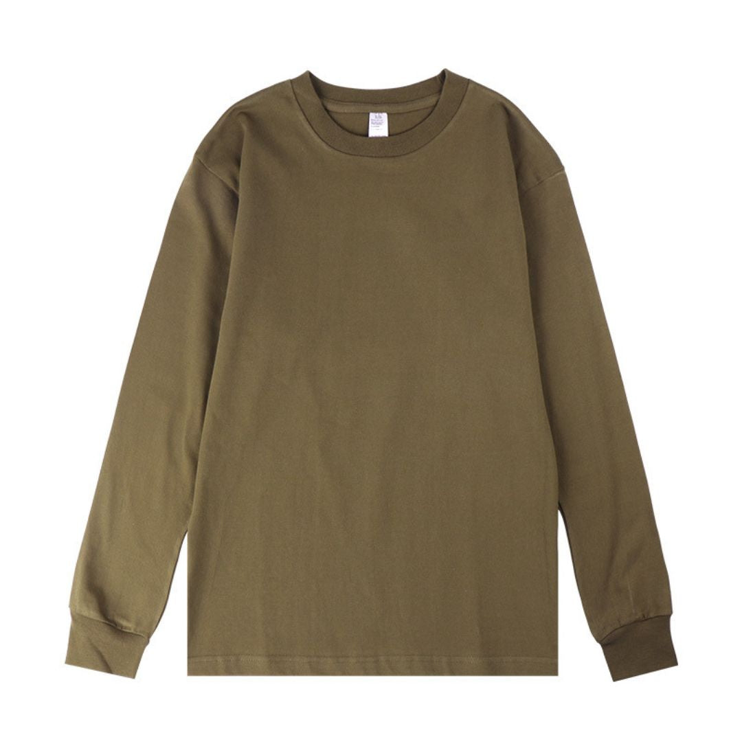 250g Plain Cotton Long-sleeved T-shirt (Min. 2 pcs)