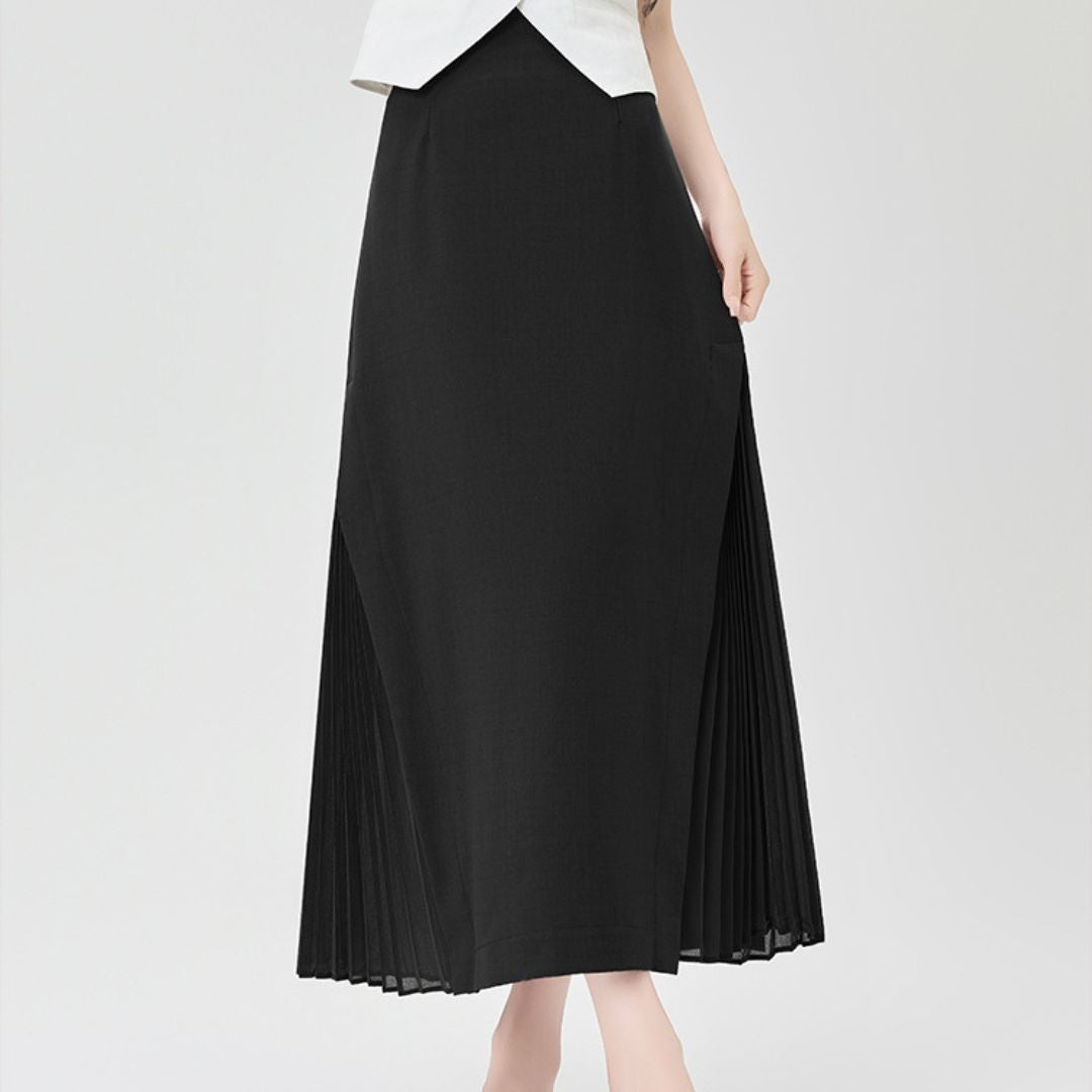 Chiffon Panel Blazer Skirt