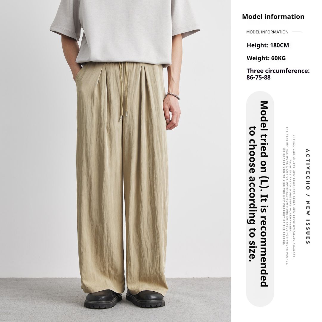 Draped Ice Silk Loose-Fit Casual Pants