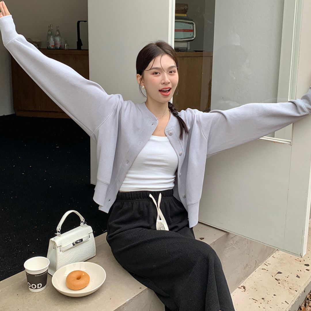 Japanese-Style Round-Neck Button Jacket