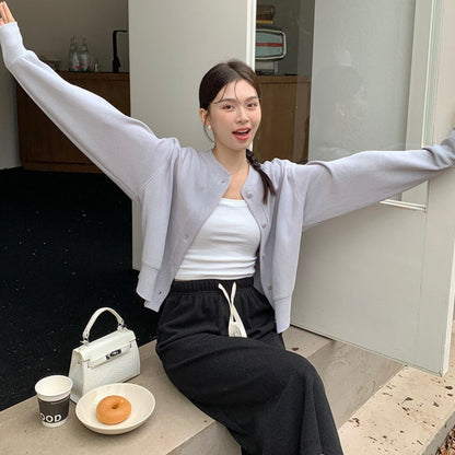 Japanese-Style Round-Neck Button Jacket