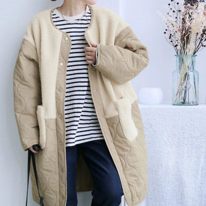 Japanese-Style Cotton Blend Mid-Length Jacket with Paneling