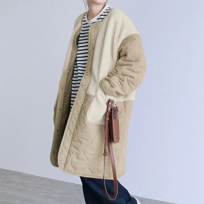Japanese-Style Cotton Blend Mid-Length Jacket with Paneling