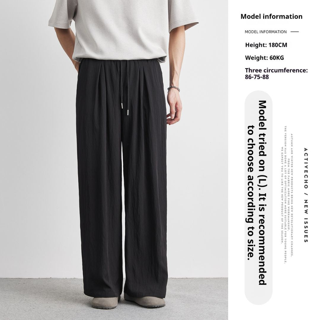 Draped Ice Silk Loose-Fit Casual Pants