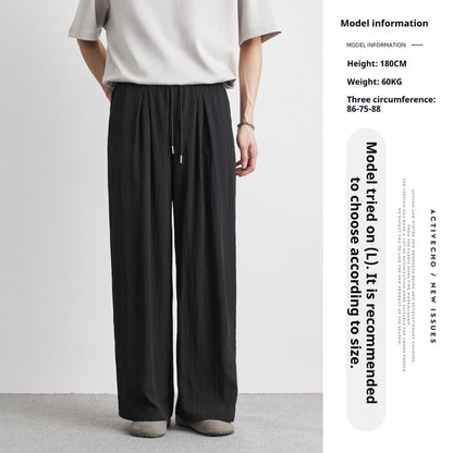 Draped Ice Silk Loose-Fit Casual Pants