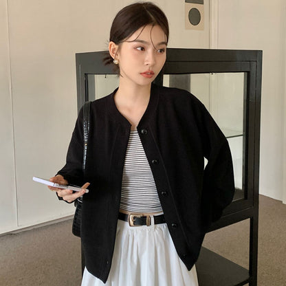 Japanese-Style Round-Neck Button Jacket