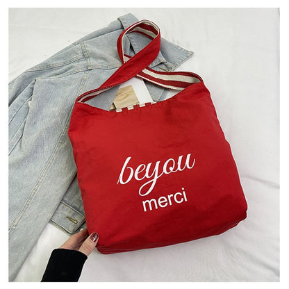 Large Capacity Striped Reversible Canvas Bag
