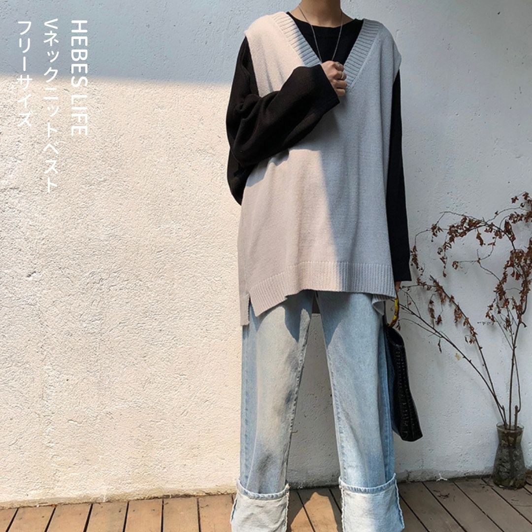 Japanese-style V-Neck Knit Vest