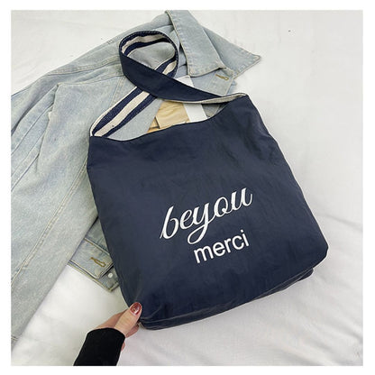 Large Capacity Striped Reversible Canvas Bag