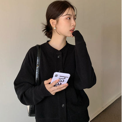 Japanese-Style Round-Neck Button Jacket