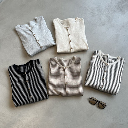 Women's Color-Block Striped Knit Round-Neck Jacket