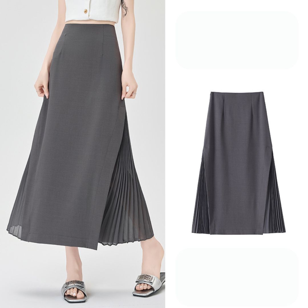 Chiffon Panel Blazer Skirt