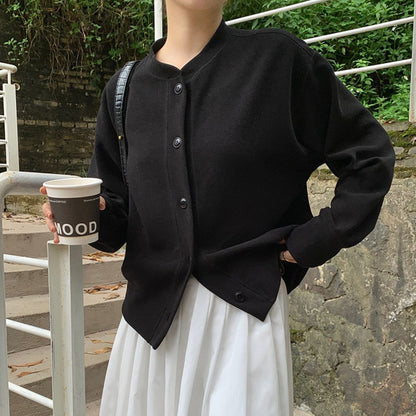 Japanese-Style Round-Neck Button Jacket