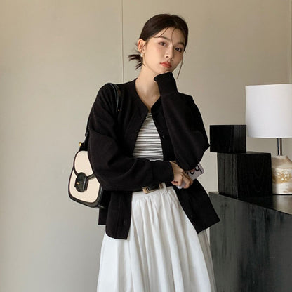 Japanese-Style Round-Neck Button Jacket