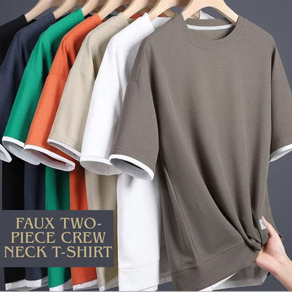 フェイクツーピースクルーネックTシャツ（最低2枚） 