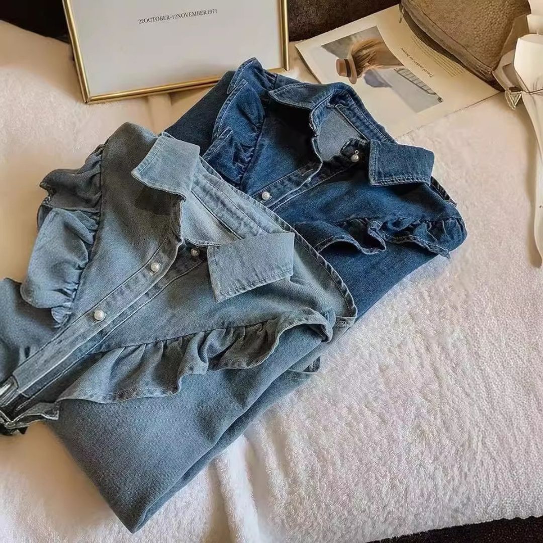 Ruffle Denim Shirt