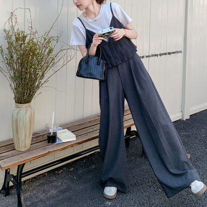 Deep Gray Camisole Wide Leg (Three Piece Set)