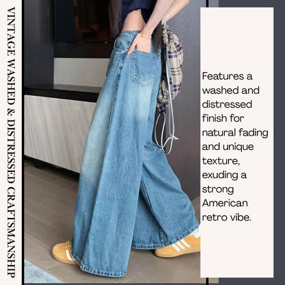 Vintage High-Waisted Wide Leg Denim Jeans