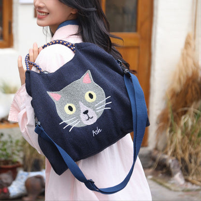 Japanese Cat-Themed Large Capacity Shoulder Bag