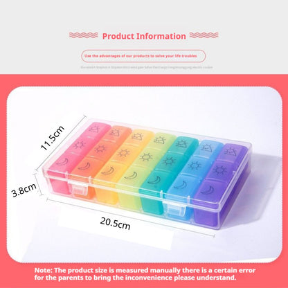 Rainbow 7-Day 21-Compartment Pill Box (Min. 2 Boxes)