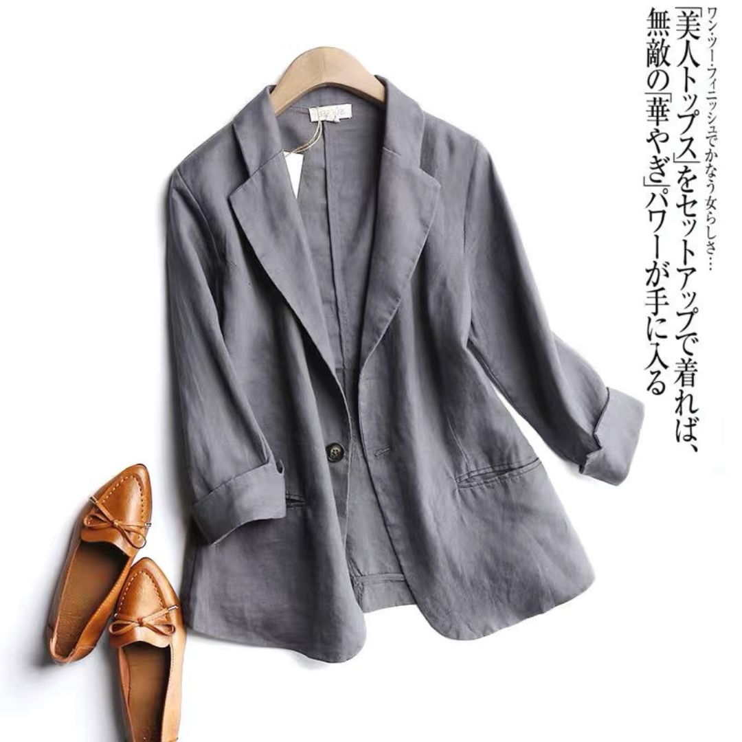 綿麻七分袖ルーズフィットブレザー