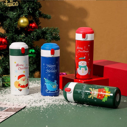 Christmas-themed Insulated Tumbler with Straw