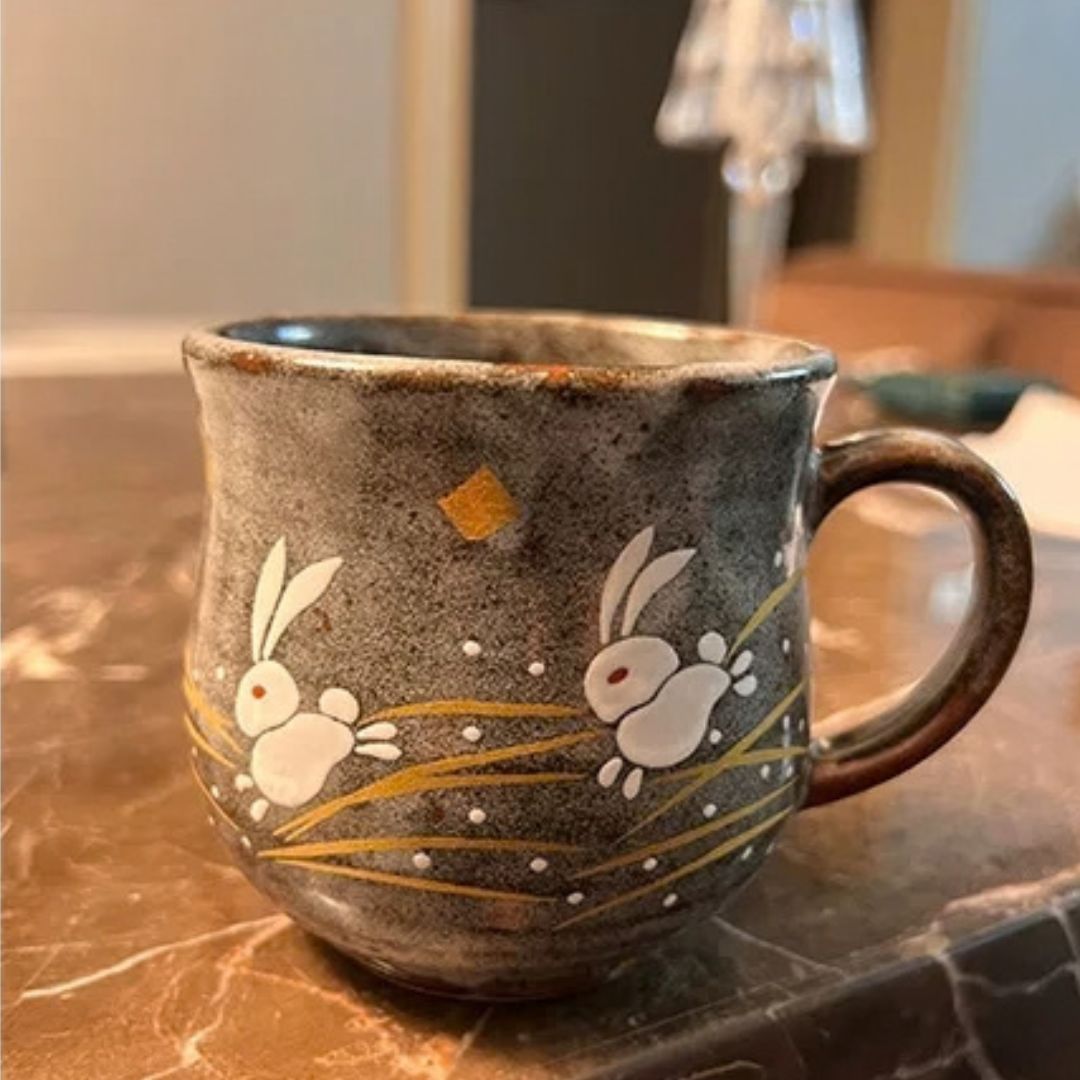 九谷燒陶瓷兔子茶杯
