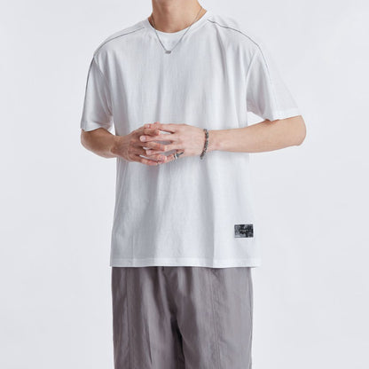 Simple Contrast Stitch Short Sleeve T Shirt