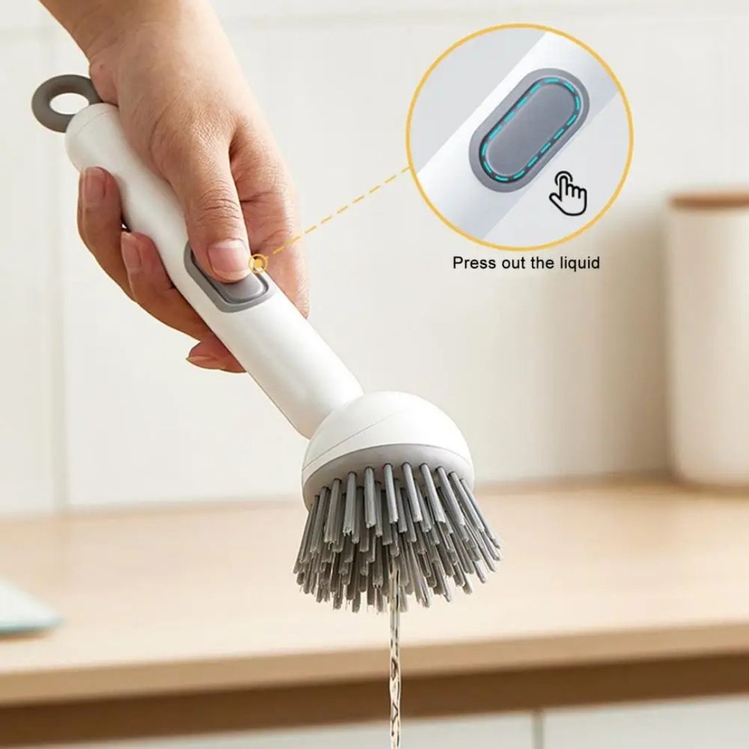 Rotating Long-Handle Soap-Dispensing Cleaning Brush