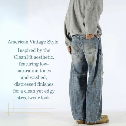 Vintage Straight-Leg Ripped Jeans