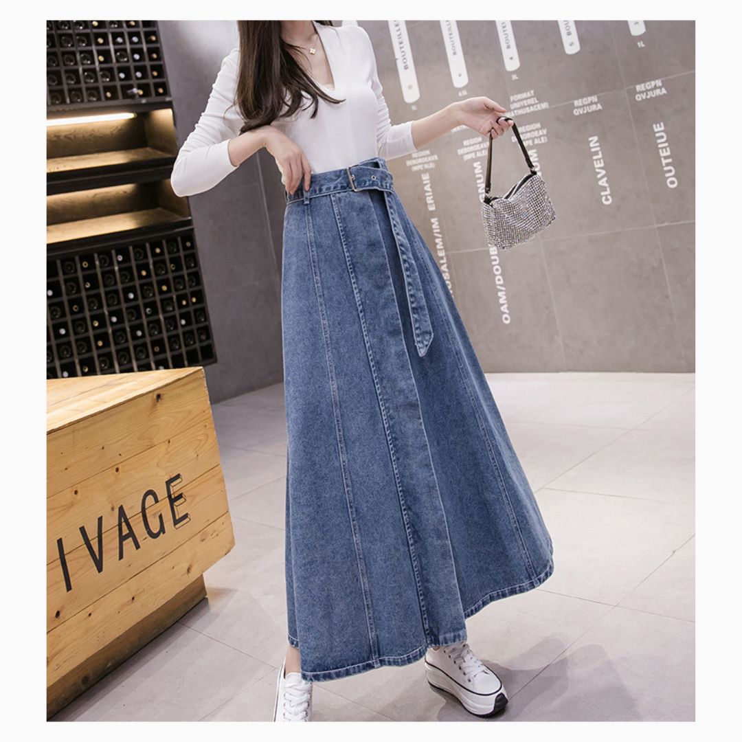 New High-Waisted Denim Skirt
