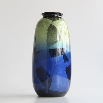 Kutani Hand Painted Yellow Blue Vase