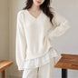 Layered Knit Sweater with Chiffon Hem (Two Piece Effect)